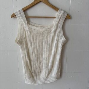 White Knit Top | Boho Minimalist | Size Medium